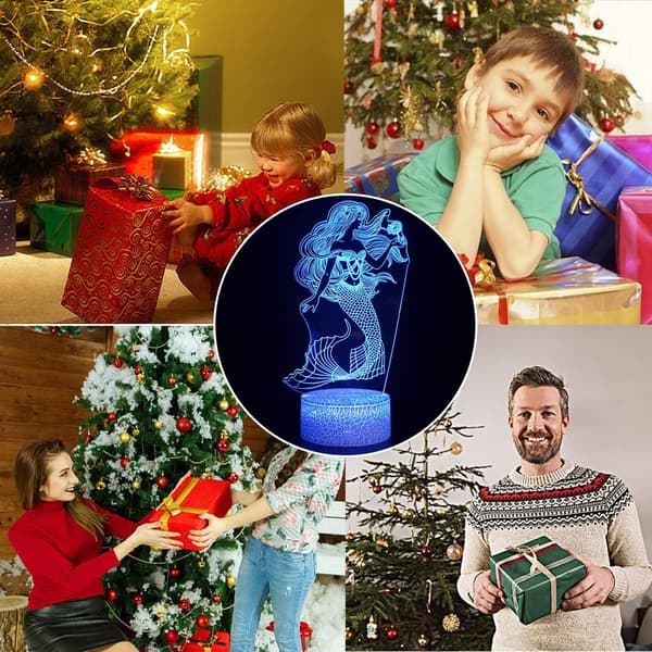3D Illusion Havfrue Natlampe 16 Farveskift Touch W