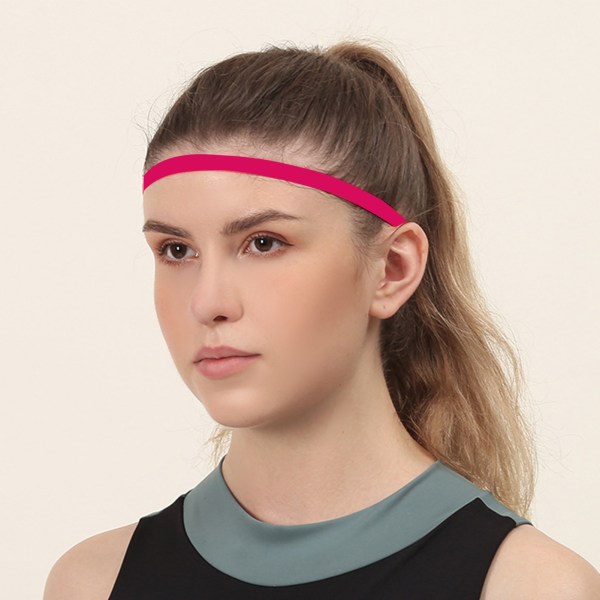 Tynn sklisikker elastisk sports pannebånd hårbånd med sklisikker silikon grep trenings svettebånd hodeplagg for menn kvinner fotball basketball fotball tennis Purple