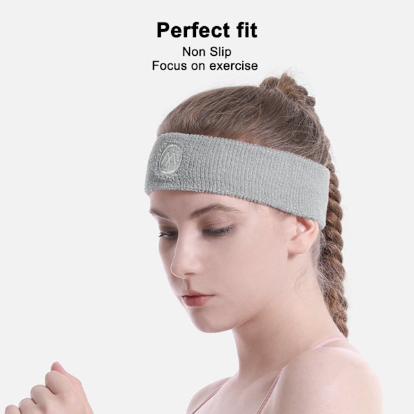 2 sett svettebånd håndleddsbånd for menn kvinner treningsstudio løping basketball sport håndleddsstøtte stropp erme Grey