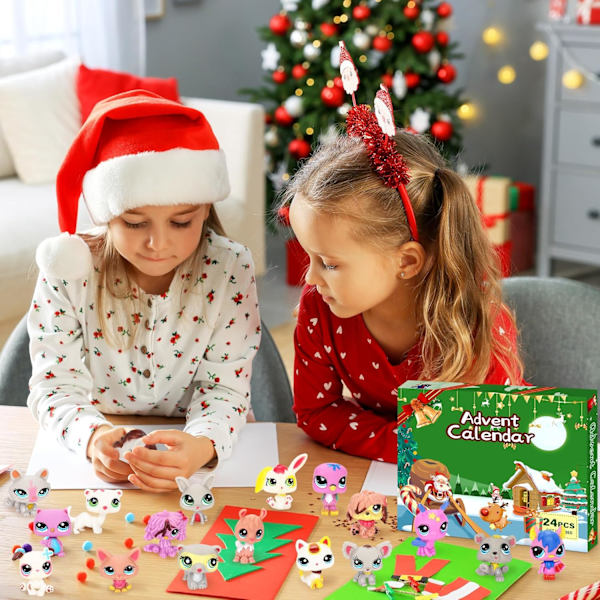 Adventskalender 2024 Mini Shop Husdjursleksaker, 24-dagars Nedräkningskalendrar Söta Husdjursfigurer för Barnfans, Jesus Julnedräkningsgåva, Festfavorit A