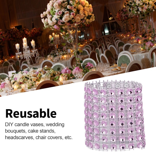 50 stk serviettringer rosa skinnende dekorative rhinstein serviettringer for DIY bryllupsbuketter kakeholdere