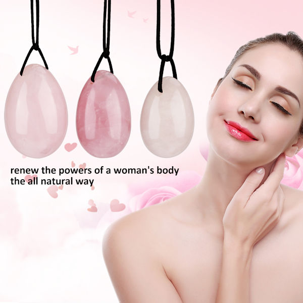3 st Rose Quartz Yoni Ägg Kegel Övning Healing Kristall Sten