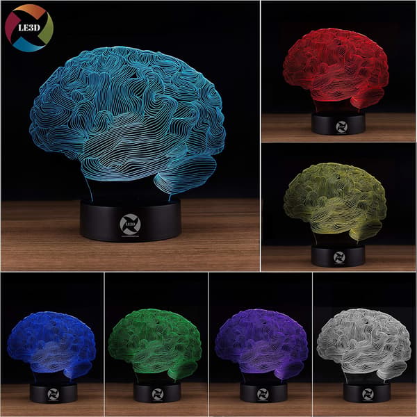 3D Optisk Illusjon Nattlys - 7 LED Fargeskiftende Lampe