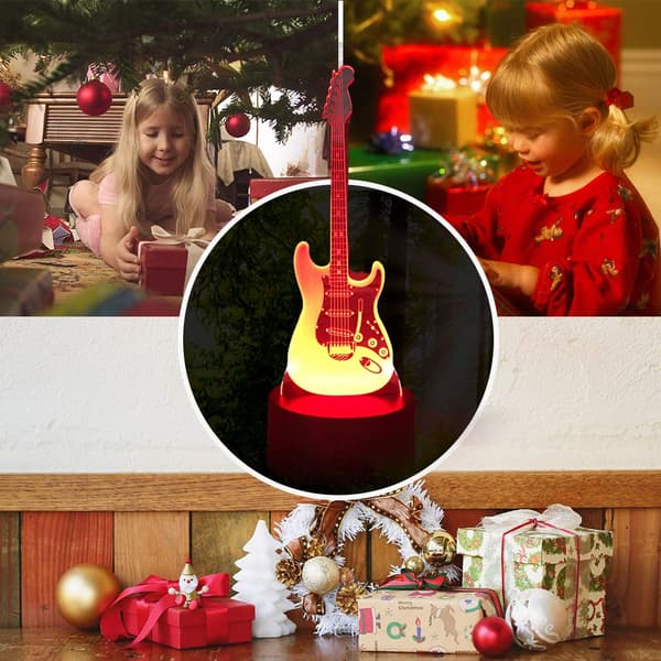Gitar 3D Nattlys, TINYOUTH Illusjon Skrivebord Nattbordslamper m