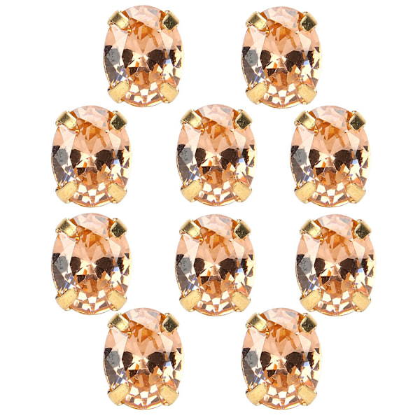 10 stk sy Zirkon Rhinestones Ellipse Form DIY Sko Klær Tilbehør 8x10mmChampagne