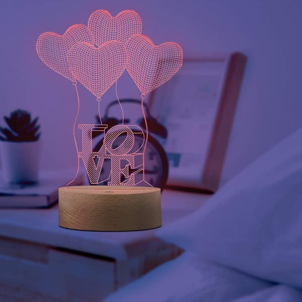 3D LED Nattlys Bryllupsgave, 16 Farger Endrende Lys, Il