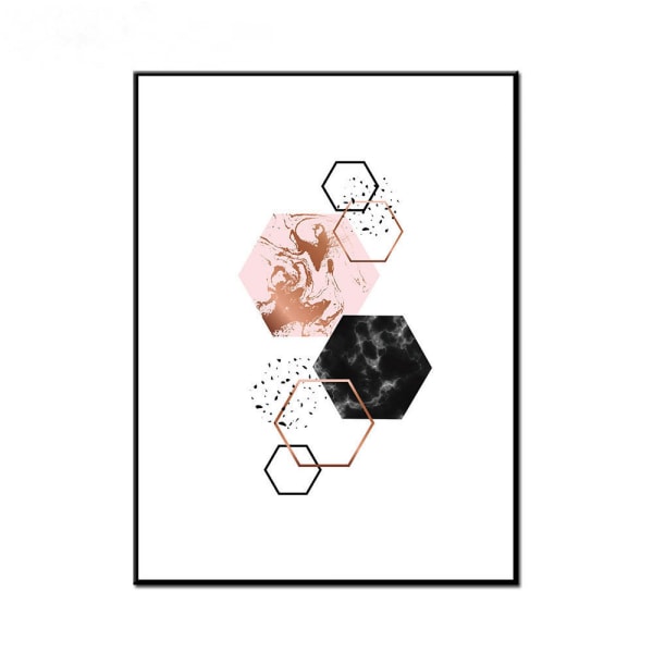 Marmor Texture Geometric Patchwork 1 Väggkonst Canvas Print Poster, Simple Abstra