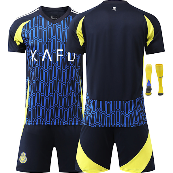 24/25 Fotbollskit för Barn Träningsdräkt Fotbollskit för Pojkar, Al-Nassr Fotbollslag Träningsdräkt Tröjor Shorts och Strumpor XL