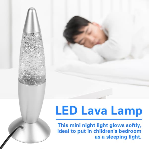 Lava Lampe LED Glitter Fest Lys Natlampe Multi Farve Skiftende