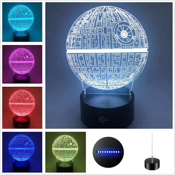 3D Illusion Multi Colors USB Sovande Nattljus Skrivbordslampa