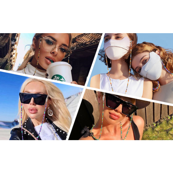 8 kpl helmillä koristellut silmälasiketjut naisille ja tytöille, aurinkolasit Hol