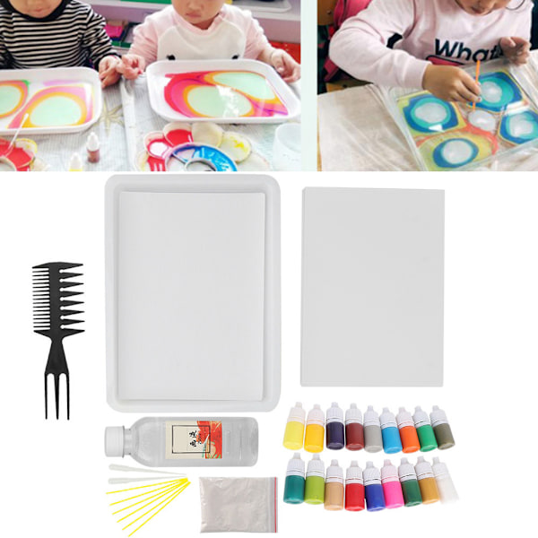 Vandmarmorering Mineral Pigment i PVC-flaske til Ebru-kunstværktøj til børn (A4 18 farver 6 ml)