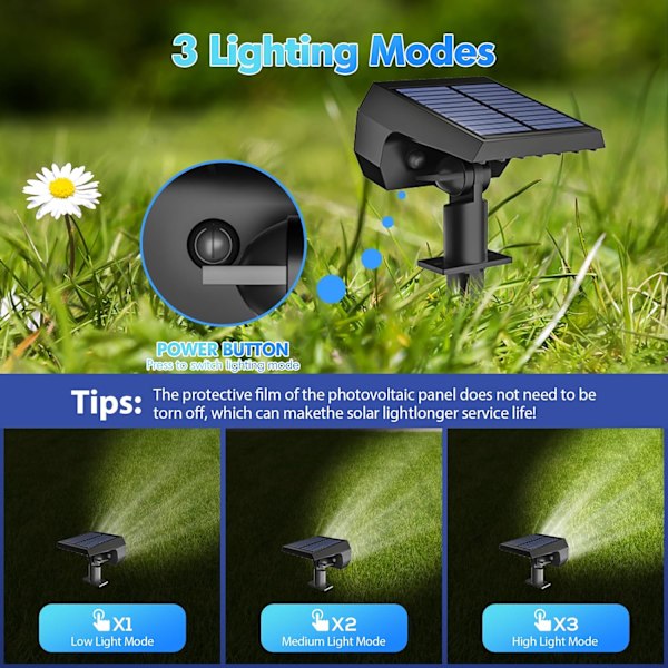 Solcellslampor utomhus vattentäta IP68, 56 LED 3 belysningslägen solcellslampor trädgård gårdsplats solcellslampor för utomhuslandskap - 4-pack (kallvitt) Cool White4