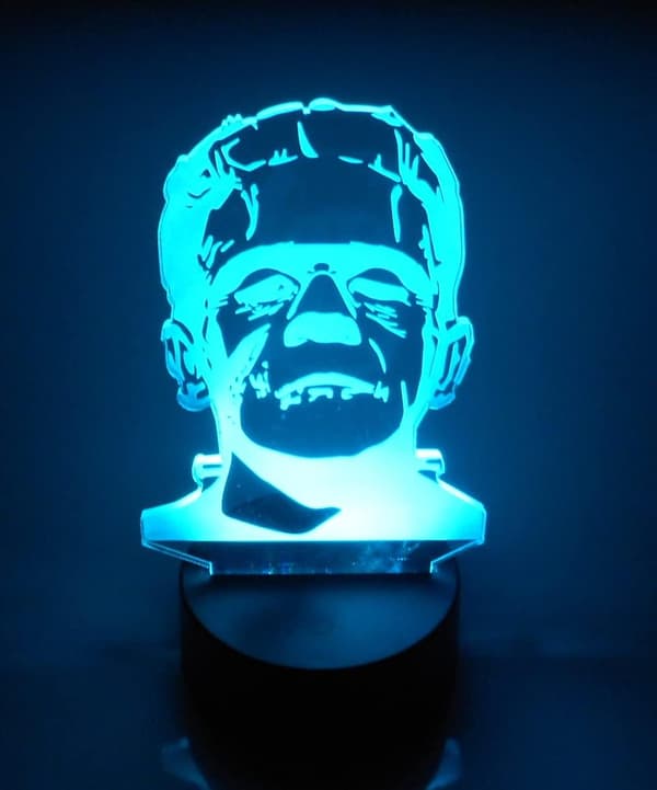Frankensteins Monster 7\" Høy byste Lasergravert 3D-effekt Akryl LED Skrivebordslampe