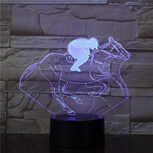 3D Hestevæddeløb Natlampe Illusion Natlampe 7 Farver
