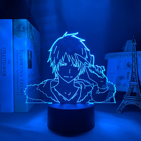 Anime Bungo Stray Dogs 3D Yövalo Lapsille - Dazai Osamu Mangahahmolahja Faneille - 16 Värillinen LED Anime Bungo Stray Dogs Illuusiolamppu