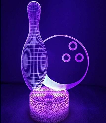 Optisk Illusion 3D Bowling Flaske Natlampe 16 Farver Cha