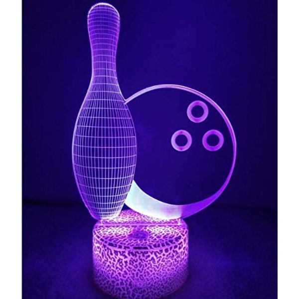 Optisk Illusion 3D Bowlingflaske Natlys 16 Farver Skiftende USB Strøm Fjernbetjening Berøringskontakt Dekor Lampe LED Bordskrivebordslampe Børn Børn C