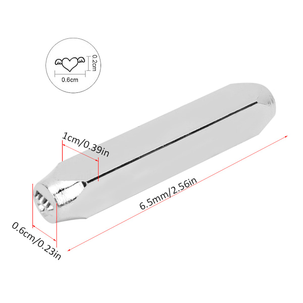 6mm 1/4in Karbonstål Design Stempel Punch Stansing Verktøy for DIY Lær Tre Smykker Håndverk Hjerte