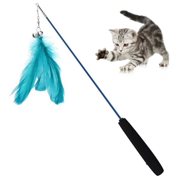 Kattvift Leksak med Klockor Ljudande Kattfjäderpinne Teleskopisk Pinne för Inomhuskatter som Lekar Green