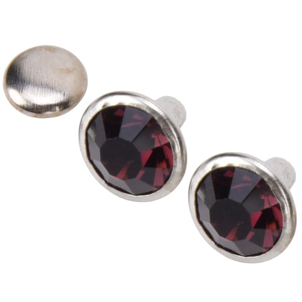 50 set Rhinestone nitar Kristall diamant nitar Läderhantverk Väska Kläder Dekoration 8mm Silverkant Djuplila Diamant