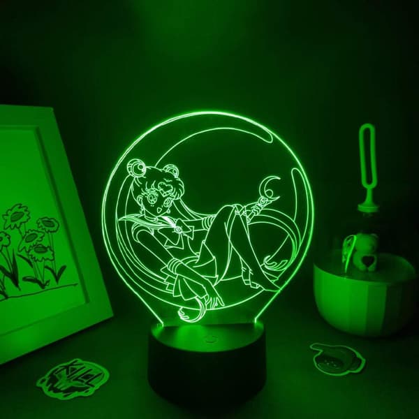 3D Nattlys Anime Illusjon 3D Lampe Anime Sailor Moon Mang