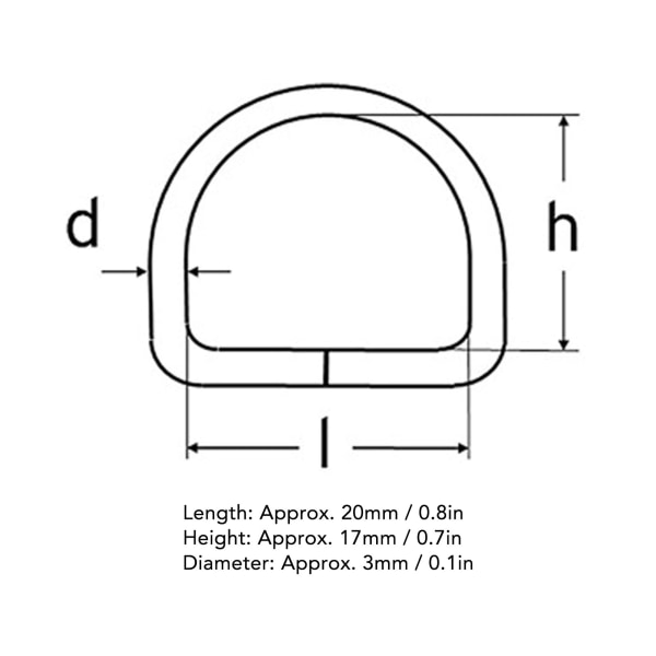 10st 316 rostfritt stål D-ringar 3 mm sömlös svetsning halvrunda ringar Surfbräda Kajaktillbehör 15x12x3MM