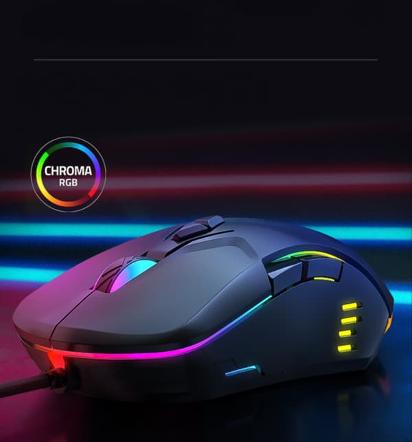 Trådbunden spelmus med RGB-belysning