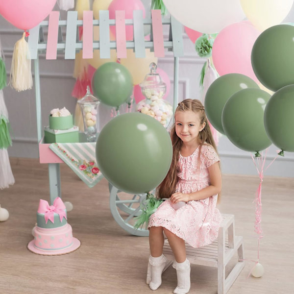 129 stk. salviegrønne balloner Latex balloner i forskellige størrelser 18 12 10 5 tommer olivengrøn festballon sæt til fødselsdagsfest dimission baby shower bryllup Sage Green