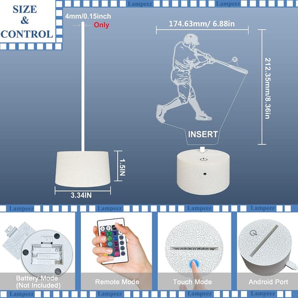 Baseballspiller Gaver, 3D Natlampe til Børn Optisk Illus