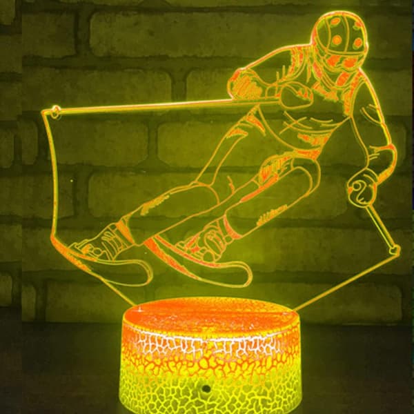 3D Ski Natlampe LED Lampe Illusion 7 Farveskiftende Tou