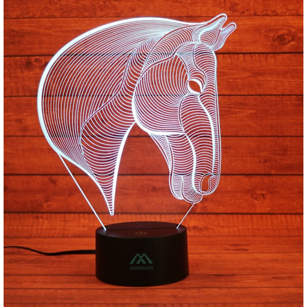 3D Häst Nattlampa 7 Färger LED Touch Bordsslampa Energisparande Djurlampor Mode Kreativ Heminredning Present