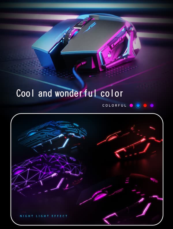 pw2 mekanisk gaming mus kablet computer gaming lysende m