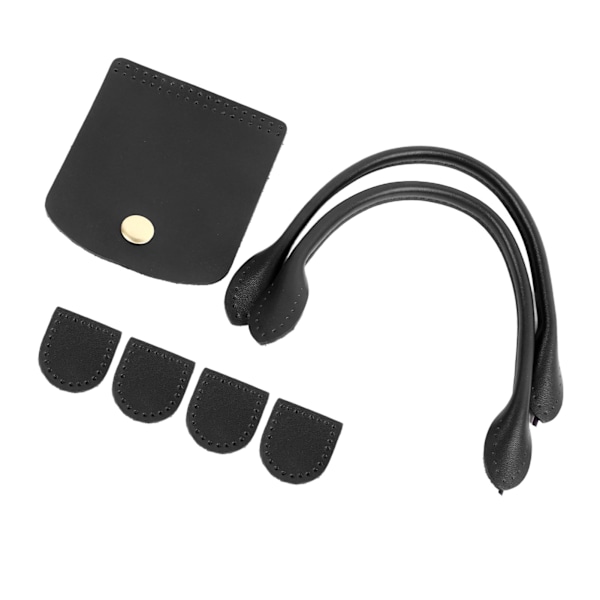 Læder Pung Rem DIY Fashionable Håndtaske Håndtag med Flip Cover Lynlås Stopper til Pung Fremstilling Tilbehør Sort Overlæder