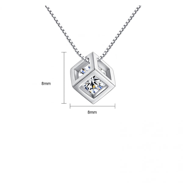 Svart Blå Sterling Silver Rubiks Kub Halsband Kvinnlig Simp
