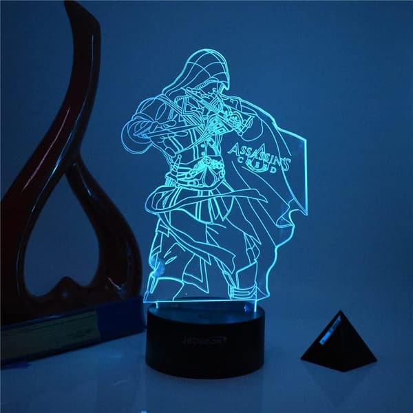 Spillfigur Ezio Auditore 3D Drømmefarge LED Nattlys Ass