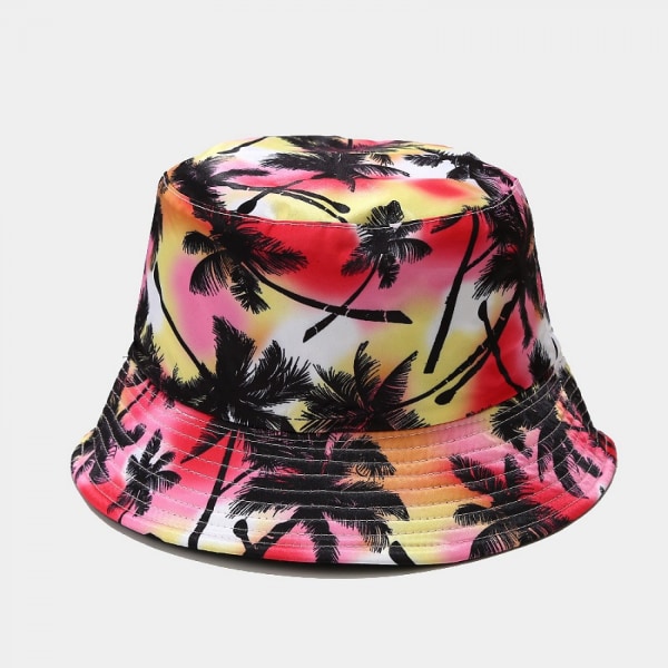 Packbar Svart Tryckt Fiskehatt Bucket Solhatt, Vändbar G