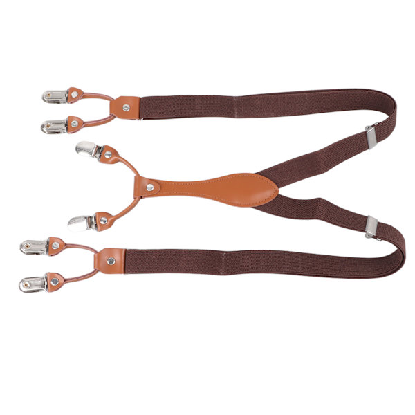 Herr Suspender Dubbelskiktad Justerbar Elastisk Bekväm Heavy Duty Suspender för Män Man Mörk Kaffe