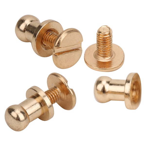 20 set skruvspik nitar koppar runt huvud stift fläck skruvback för armband väska kläder skor bälte dekoration guld