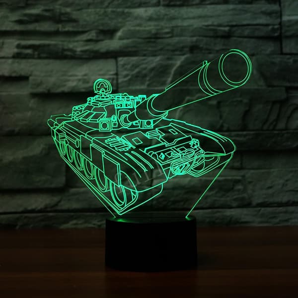 3D Tank Natlampe Optisk Illusion Natlampe 7 Farver