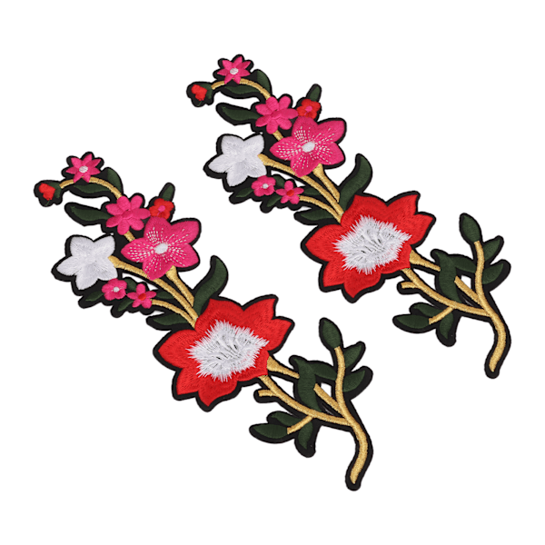 Blomster Patch 2 Blomster Lyse Farvet Polyester Special Mønster Broderet Patch til Tasker Tøj Nederdele Sko Rød