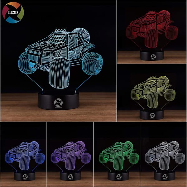 3D Optisk Illusions Natlampe - 7 LED Farveskiftende Lampe