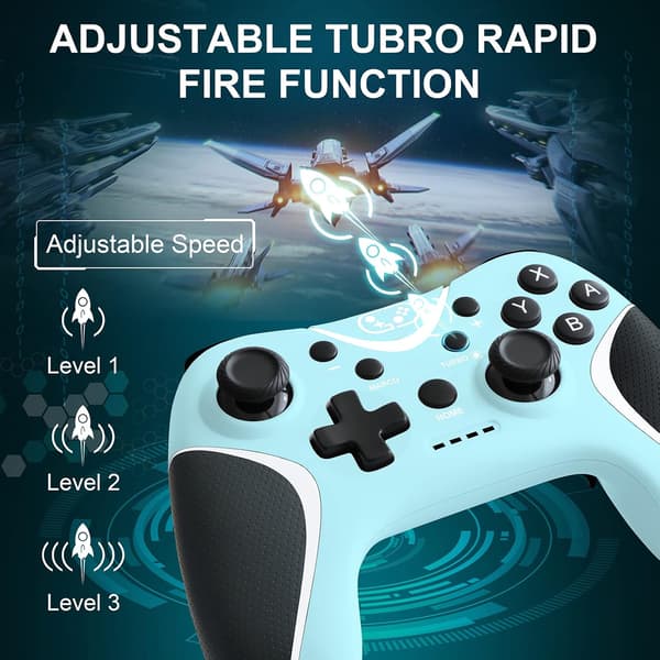 Trådlös Switch Pro-kontroller, Nintendo Switch-kontroller med programmerbar/vibration/turbo-kompatibilitet med Nintendo Switch/Lite/OLED/Windows PC,S blue
