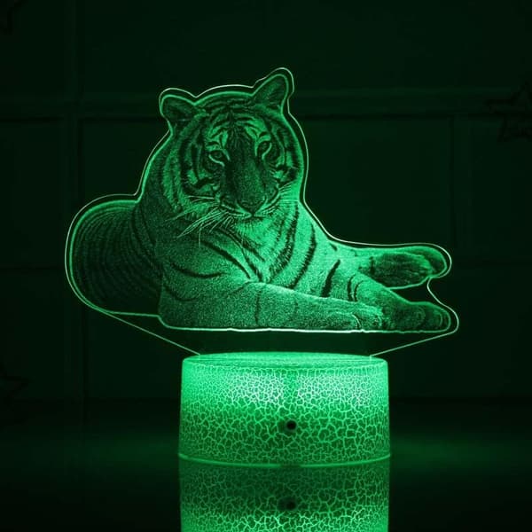 3D Løve Tiger Nattlys LED Berøringsbryter Dekor Bord Skrivebord