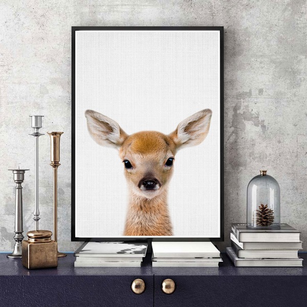 Hjortväggkonst Canvas Print Poster, Enkel Fashion Fotografi Konstdekor för Hemmet