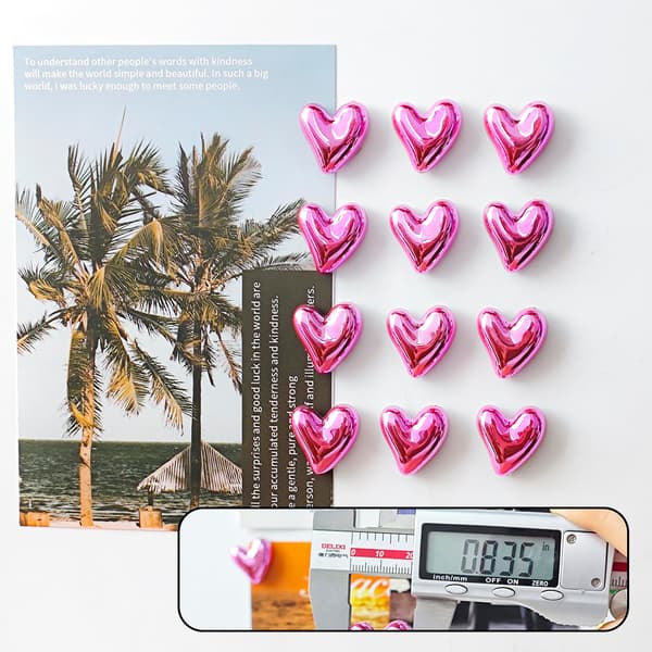 12-pak lyserøde hjerte-køleskabsmagneter, 0,83 tommer søde mini-hjerte-dekorationsmagneter til hjemmekøkken-køleskab-whiteboard-dekoration pink