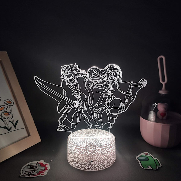 Demon Slayer Kamado Nezuko 3D Illusions nattlampe, Kreativ 3D Japansk Anime Lampe - Ideell gave til hjemmet