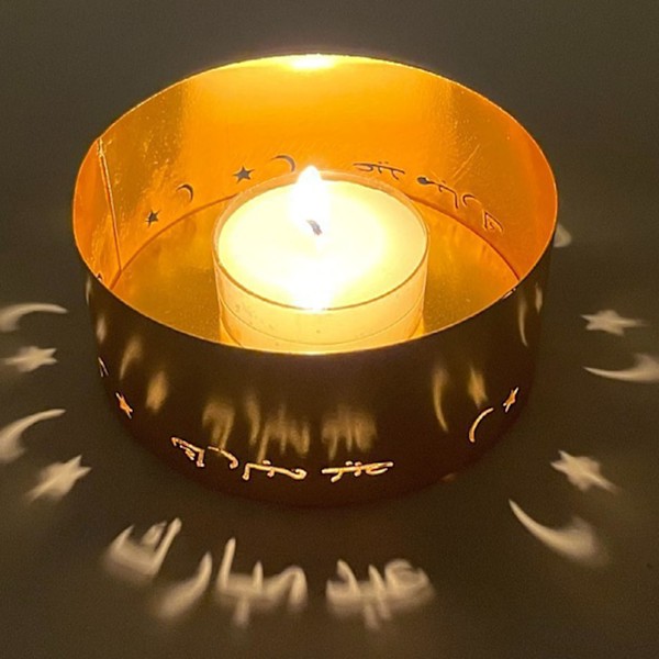 Tealight-ljusstake i metall med elektropläterad ihålig dekorativ liten ljusstake för meditationshelgdekoration Typ 4