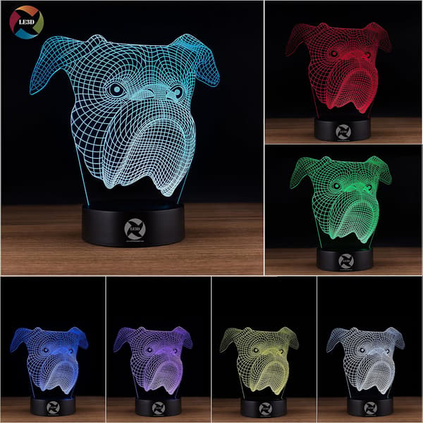 3D Optisk Illusjon Nattlys - 7 LED Fargeskiftende Lampe