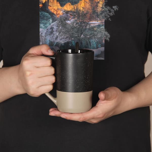 16 OZ Stor Kaffe Mugg, Tvåfärgskombination Stor Keramisk Te